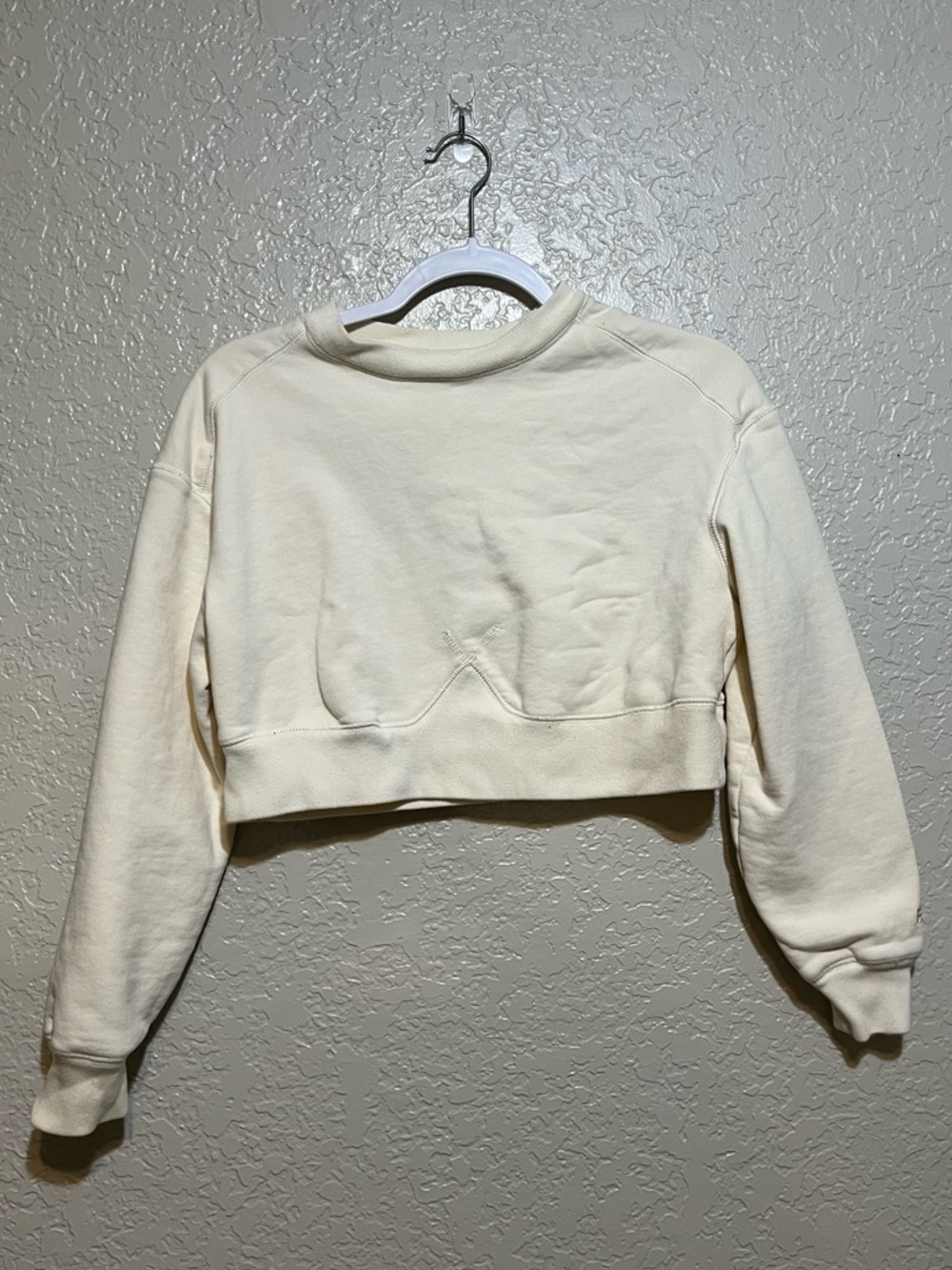Everlane Organic Cotton Cropped Crewneck Sweatshirt Cream XXS